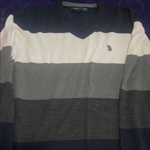 U.S. Polo Assn. Men's V-Neck Sweater - Navy, Gray, Cream